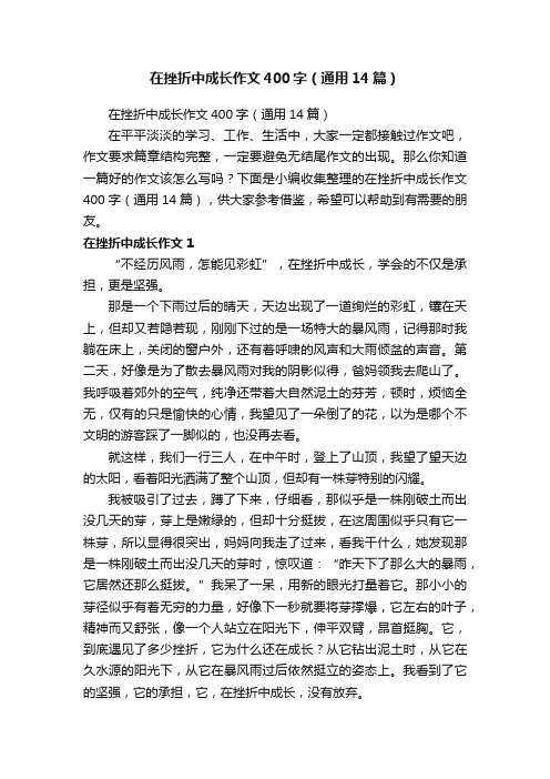 在挫折中成长作文400字（通用14篇）