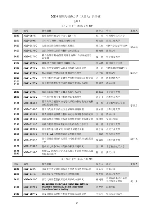 MS14断裂与损伤力学(负责人冯西桥)