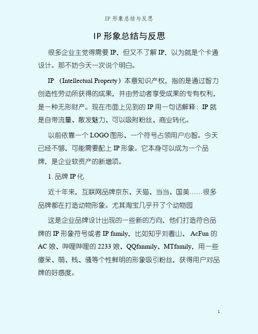 IP形象总结与反思