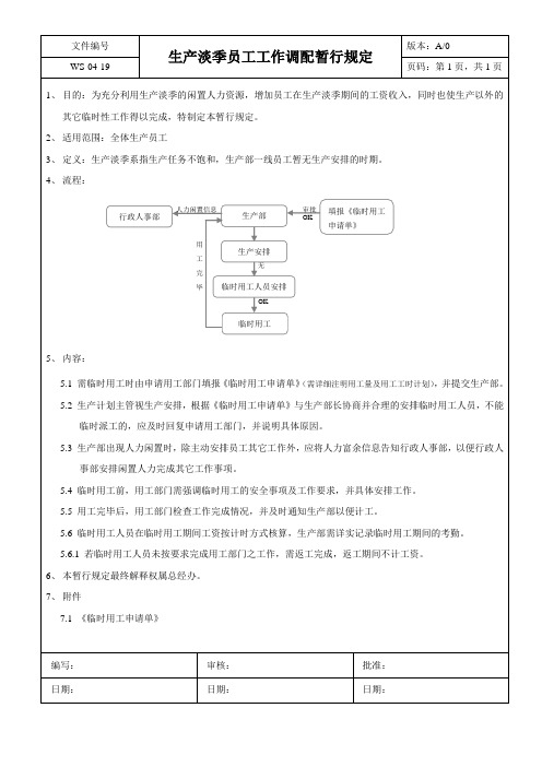 生产淡季员工工作调配