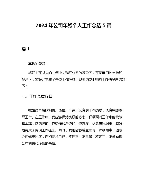 2024年公司年终个人工作总结5篇