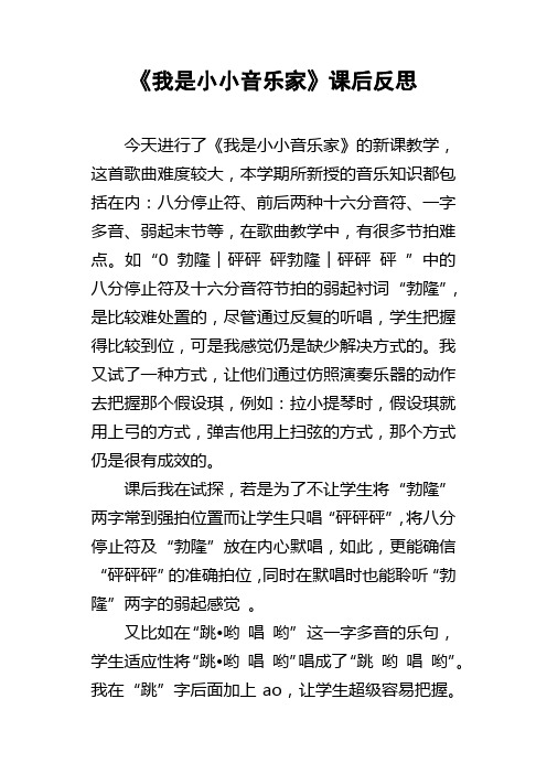 我是小小音乐家课后反思