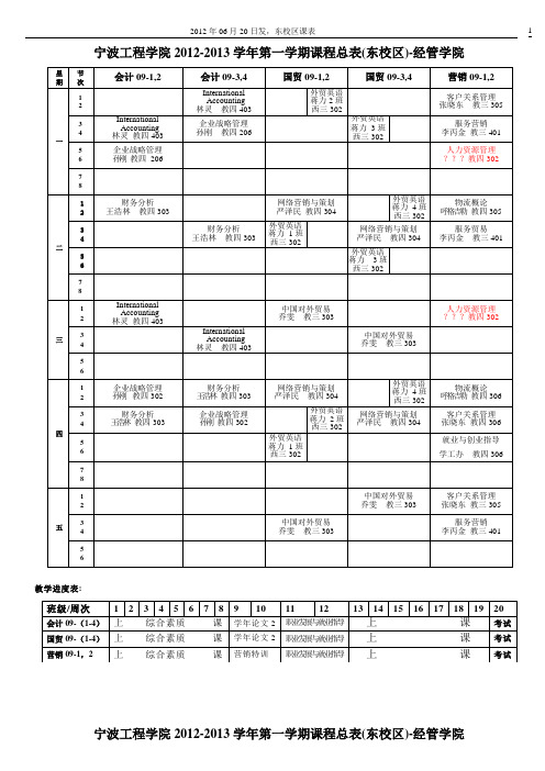 宁波工程学院12-13东校区课表