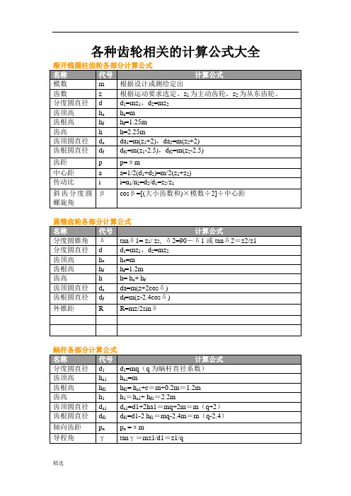 各种齿轮相关的计算公式大全【可直接使用】.doc