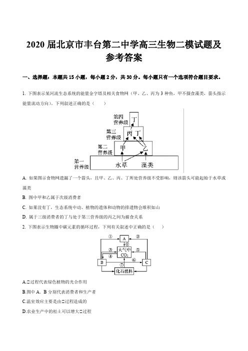 2020届北京市丰台第二中学高三生物二模试题及参考答案