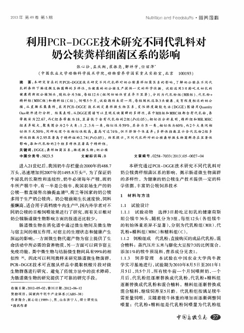 利用PCR-DGGE技术研究不同代乳料对奶公犊粪样细菌区系的影响