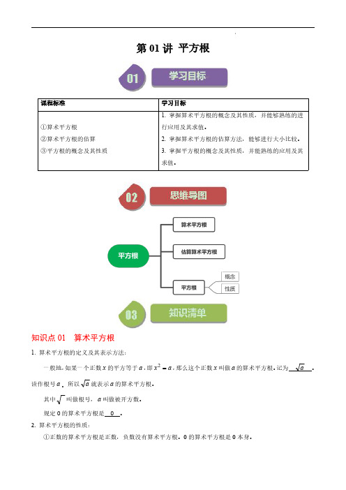 平方根(3个知识点+6类热点题型讲练+习题巩固)(解析版)七年级数学下册 