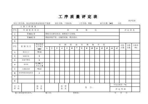 桥梁立柱资料模板工 序 质 量 评 定 表