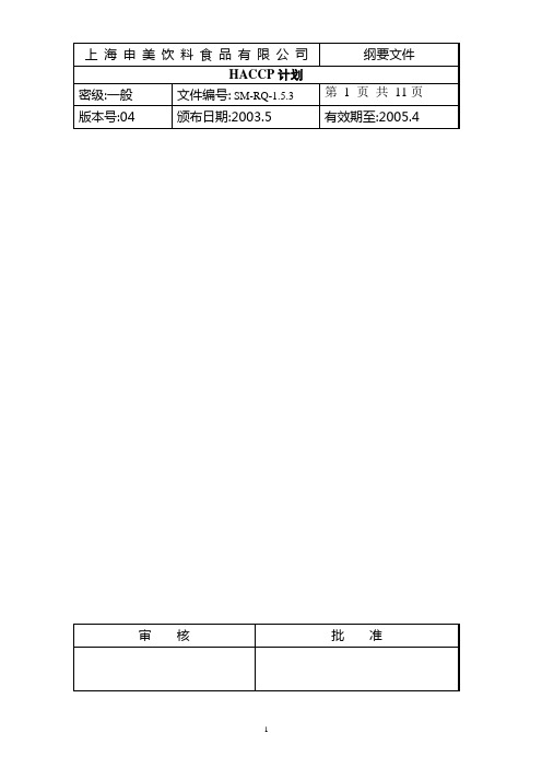 haccp计划