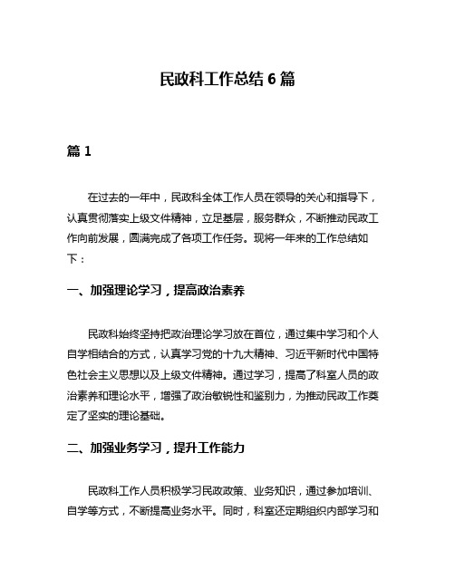 民政科工作总结6篇