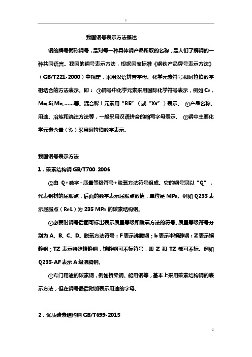 我国钢号表示方法概述