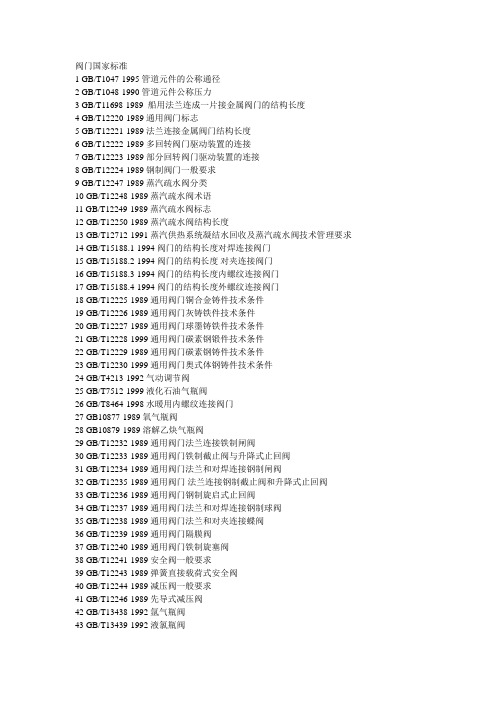 阀门国标和阀门标准资料