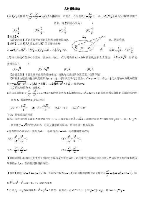 文科圆锥曲线专题练习及答案