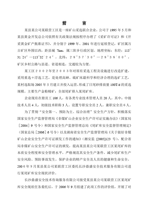 某公司尾矿库安全环境评估报告