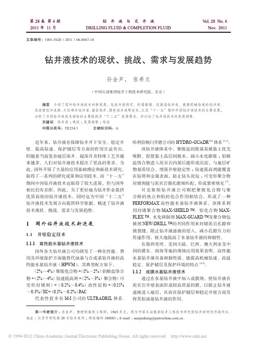 钻井液技术的现状_挑战_需求与发展趋势