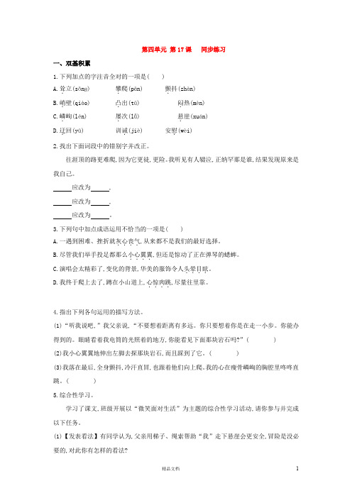 名校 题库 中考 试卷---七上同步训练 第4单元 第17课