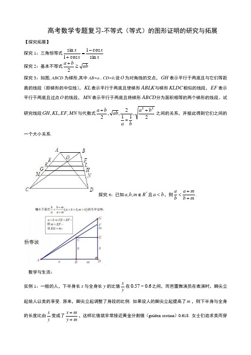 高考数学专题复习-不等式(等式)的图形证明的研究与拓展