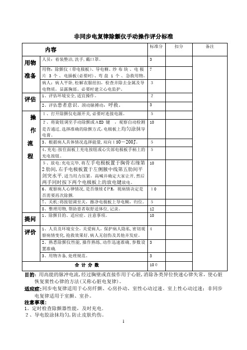 电除颤仪操作考核评分标准