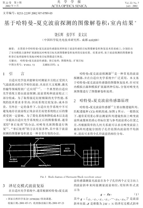 基于哈特曼夏克波前探测的图像解卷积室内结果