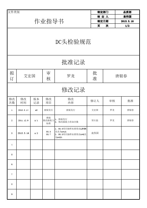 DC头检验规范