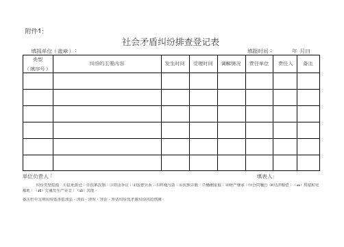 矛盾纠纷排查表