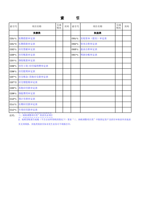 税务所审计工作底稿-负债权益类底稿