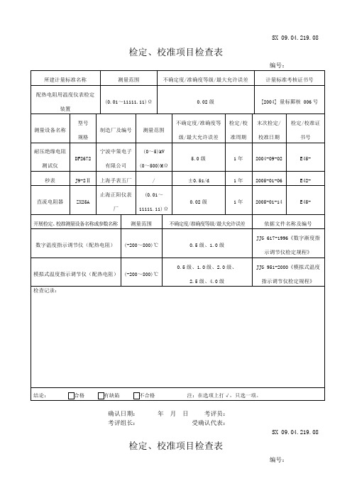 检定、校准项目检查表(改)