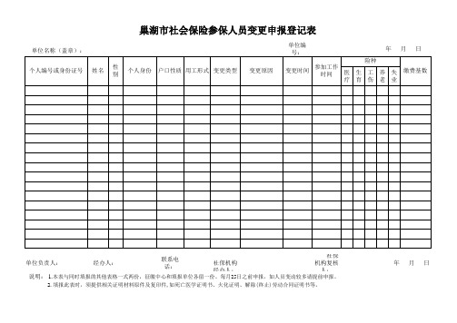 人员变更表