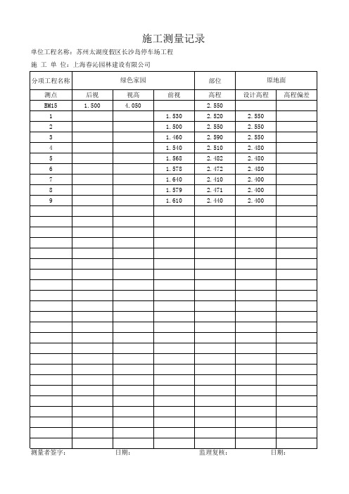 高程测量记录表