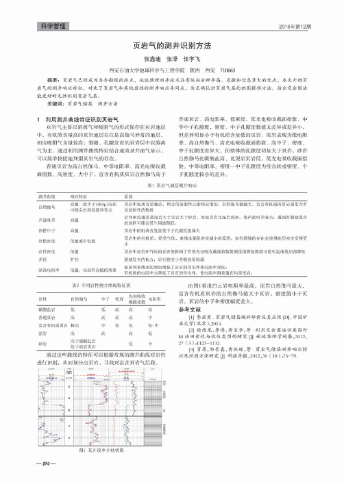 页岩气的测井识别方法