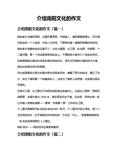 介绍南阳文化的作文