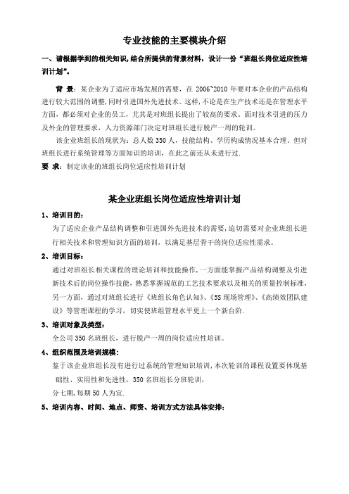 专业技能的主要模块介绍