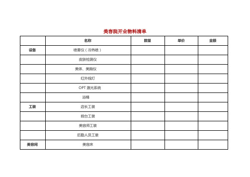 美容院开业物料采购清单.doc