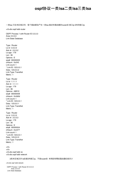 ospf协议一类lsa二类lsa三类lsa