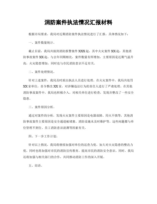 消防案件执法情况汇报材料