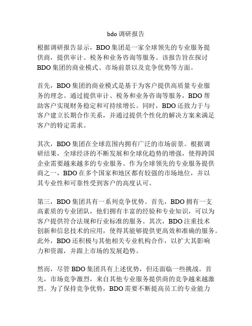 bdo调研报告