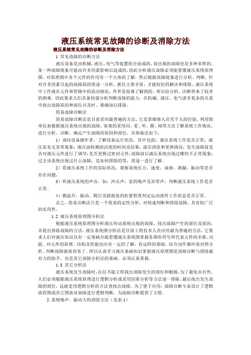 液压系统常见故障的诊断及消除方法