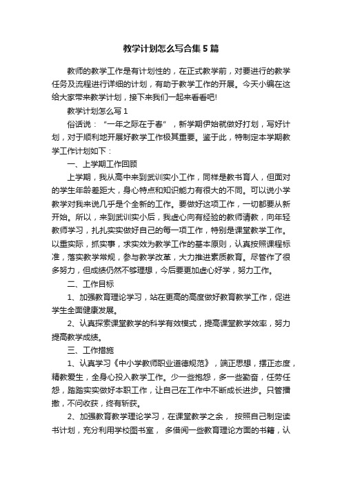 教学计划怎么写合集5篇