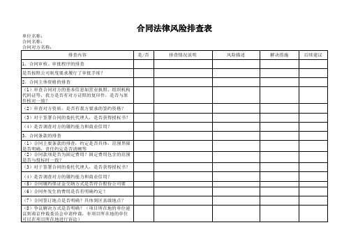 合同法律风险排查表