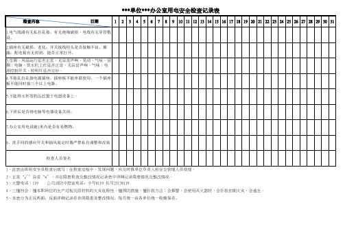 办公室用电安全检查记录表