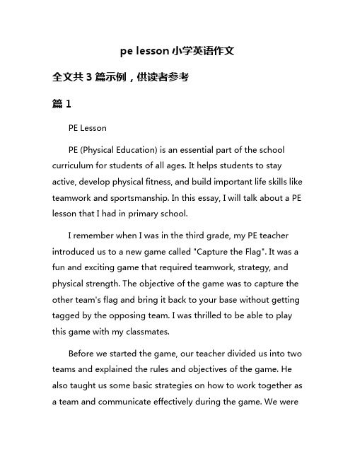 pe lesson小学英语作文