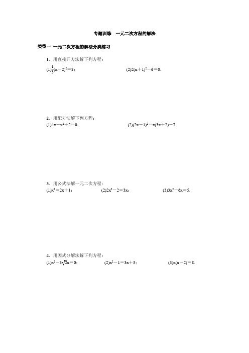 专题训练  一元二次方程的解法