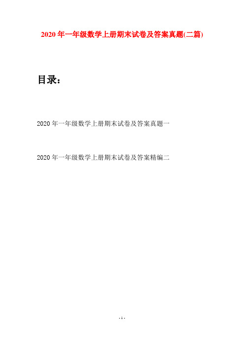 2020年一年级数学上册期末试卷及答案真题(二套)