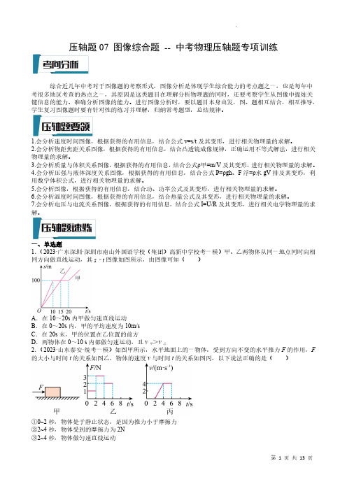 压轴题07 图像综合题(原卷版)-2023年中考物理压轴题专项训练(全国通用)