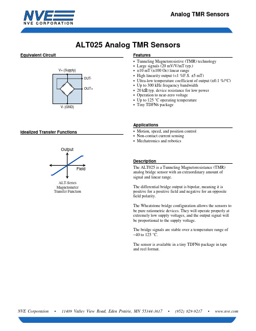 NVE Corporation ALT025 Analog TMR Sensors商品说明书