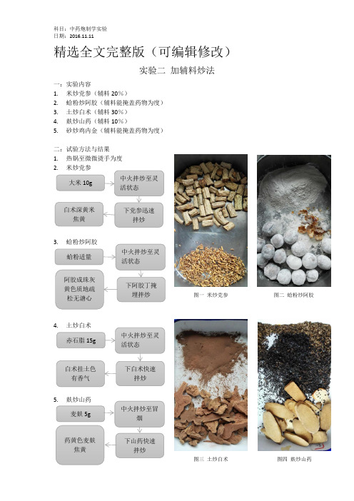 中药炮制学实验二-加辅料炒法精选全文