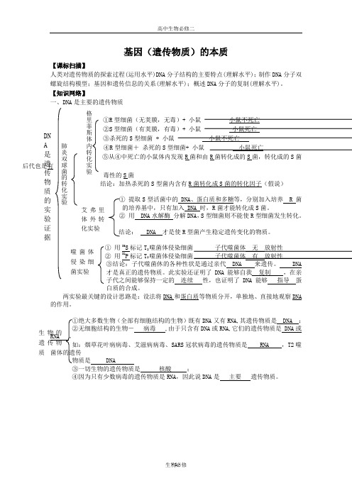 人教版教学教案生物：第3章《基因的本质》复习教案(新人教版必修2)