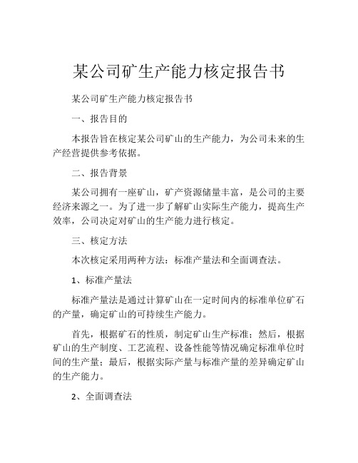 某公司矿生产能力核定报告书