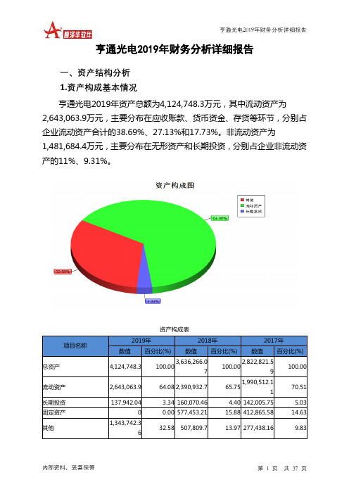 亨通光电2019年财务分析详细报告