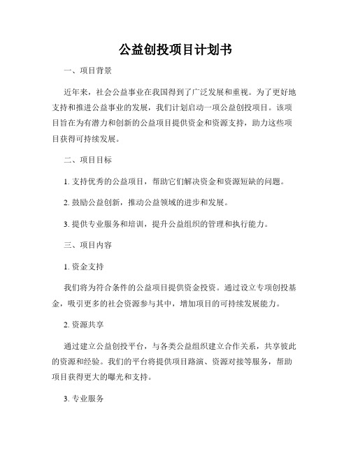 公益创投项目计划书